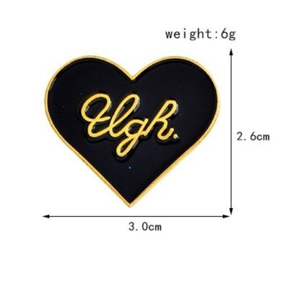 "Ugh." Humorous Black Enamel Heart Pin Brooch - Picture 2 of 2